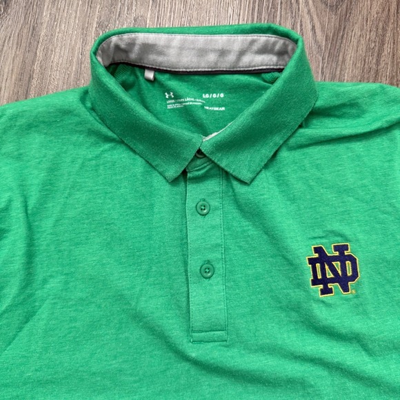 Under Armour Other - Under Armour Notre Dame Fighting Irish Golf Polo Shirt LG Loose HeatGear Green